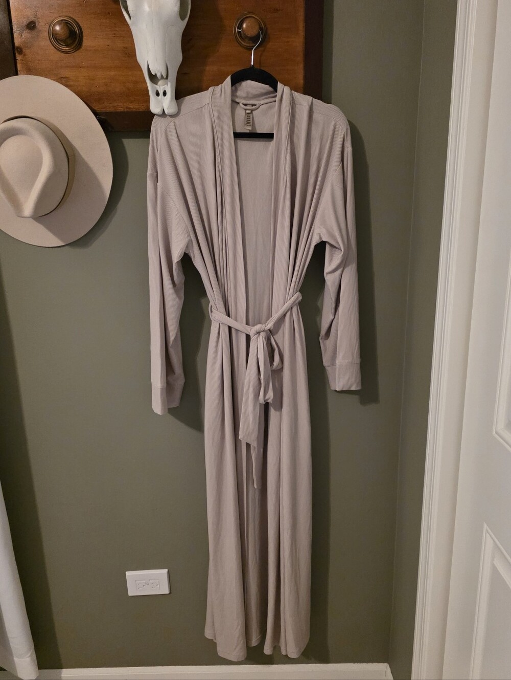 Skims Modal Ribbed Robe 2x Taupe - Picture 2 of 9